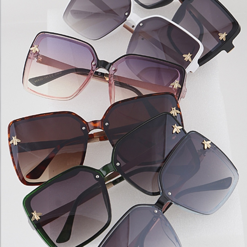 Black and Brown Oversized Frameless Sunglasses with Gradient Lenses